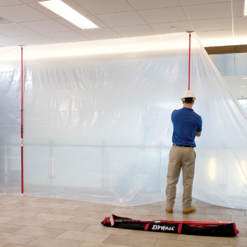 ZipWall 20 dust barrier poles in-use commercial